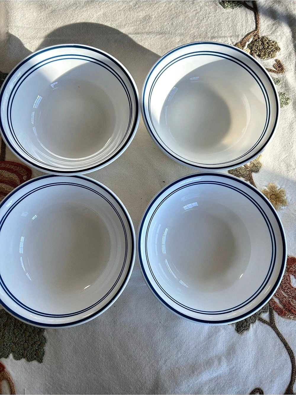Corelle Classic Cafe Blue Cereal Bowl Set of 4 White & Blue